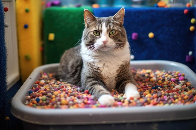 Types of cat litter gato caja arena patas cubiertas granulos arena creados ia generativa 419341 90810